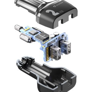 CL billøðari svartur USB dual 24W - Image 2