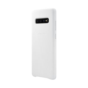 Leather Cover White Samsung S10+ - Image 1